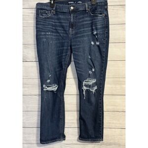 Old Navy Boyfriend Jeans Women's 14 Mid Rise Distressed Blue Denim
